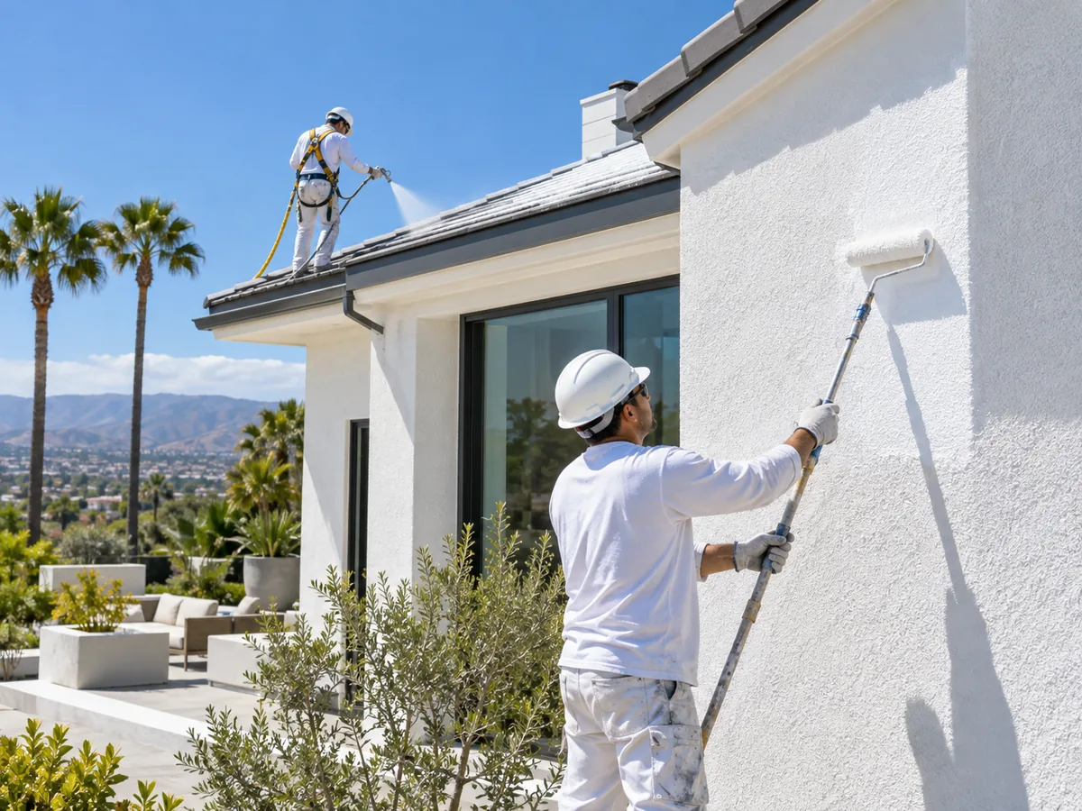 Reflective exterior coating applied to a California home